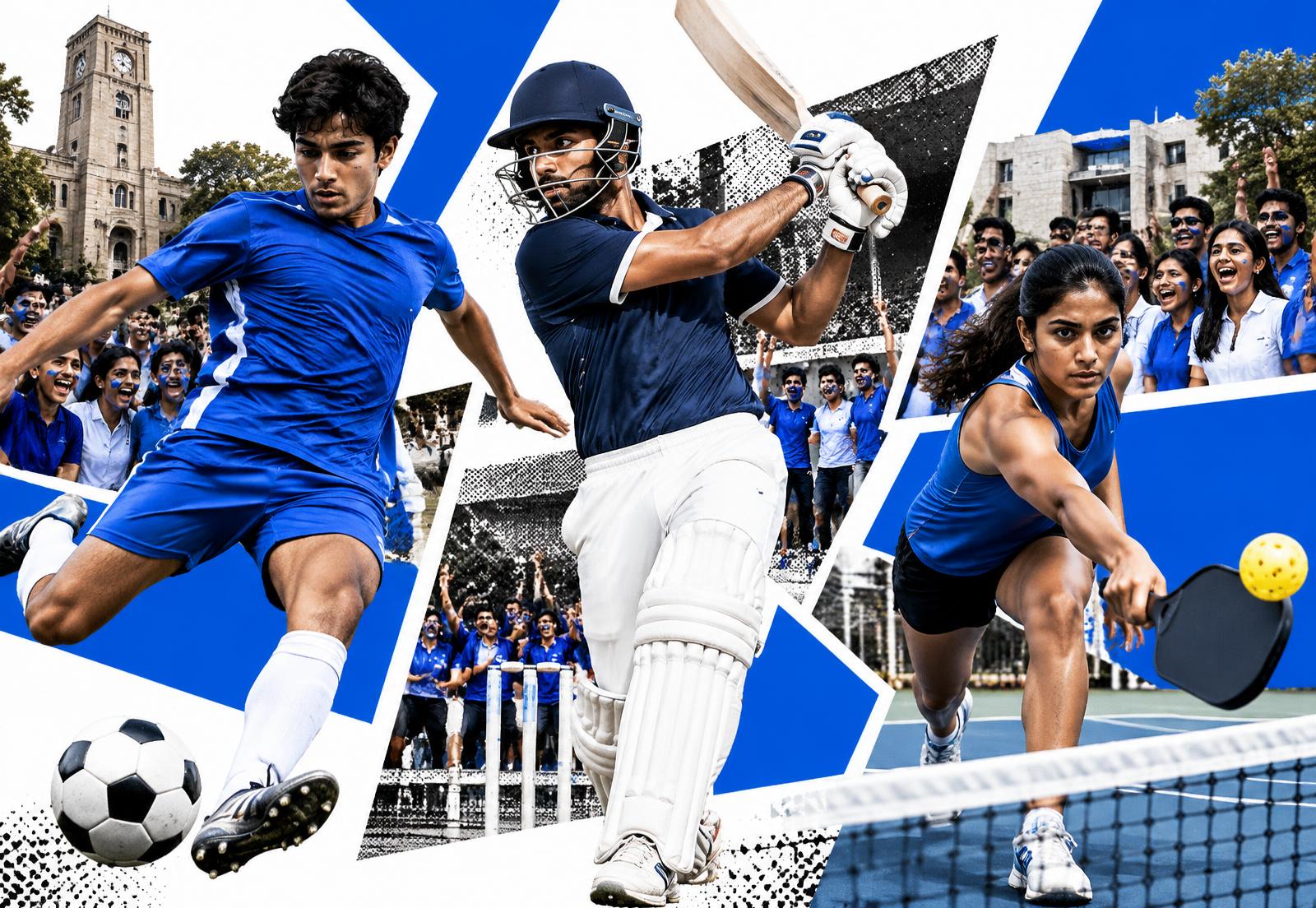 Football, cricket and pickleball athletes at a student sports festival