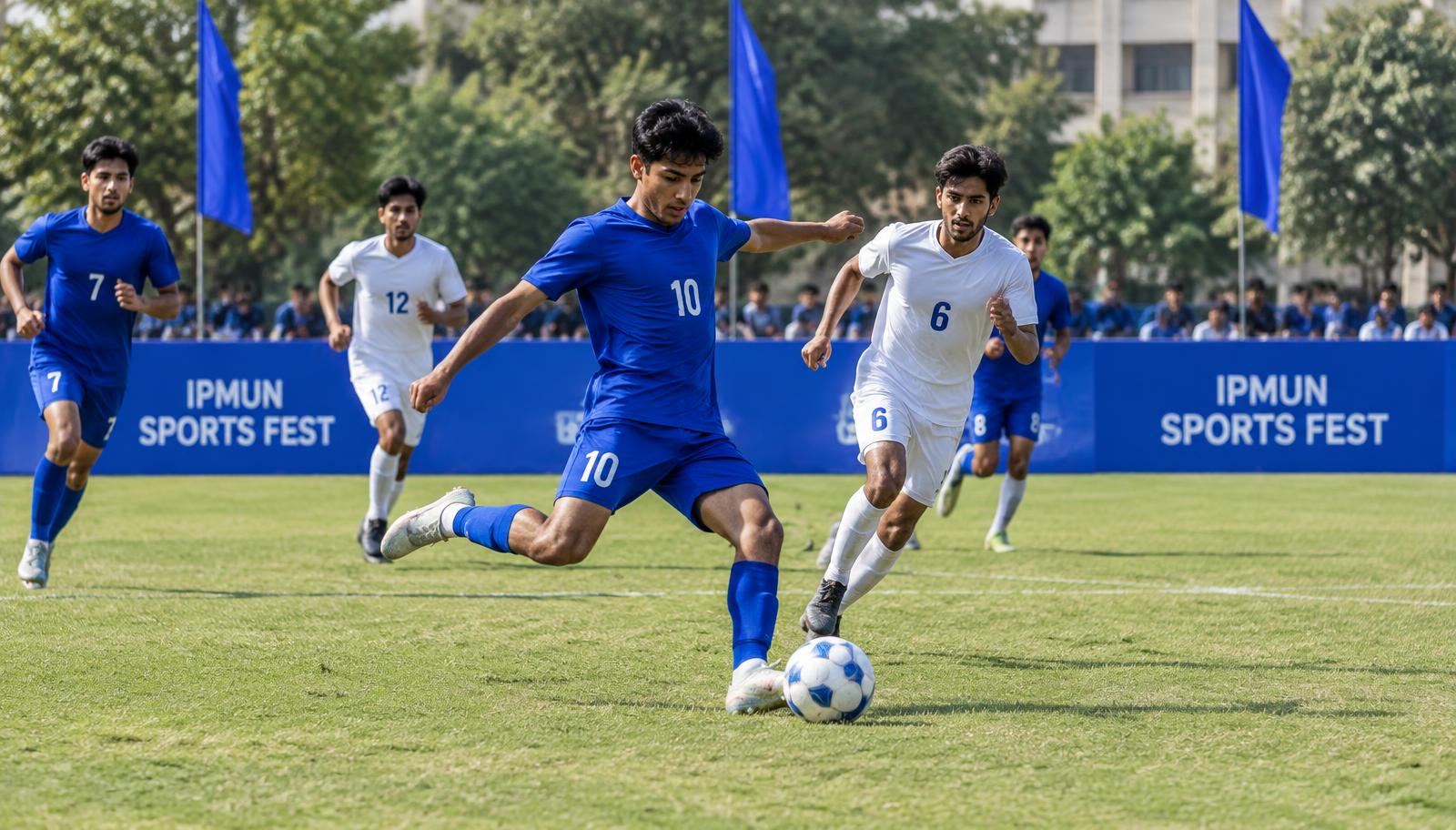 Students playing football at IPMUN Sports Fest